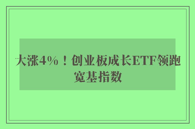 大涨4%！创业板成长ETF领跑宽基指数