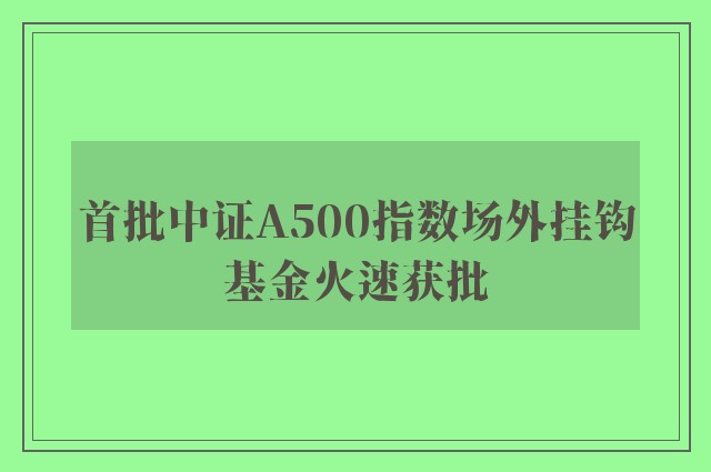 首批中证A500指数场外挂钩基金火速获批