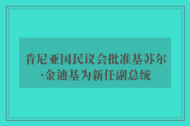 肯尼亚国民议会批准基苏尔·金迪基为新任副总统