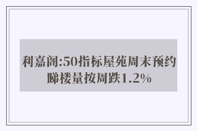 利嘉阁:50指标屋苑周末预约睇楼量按周跌1.2%