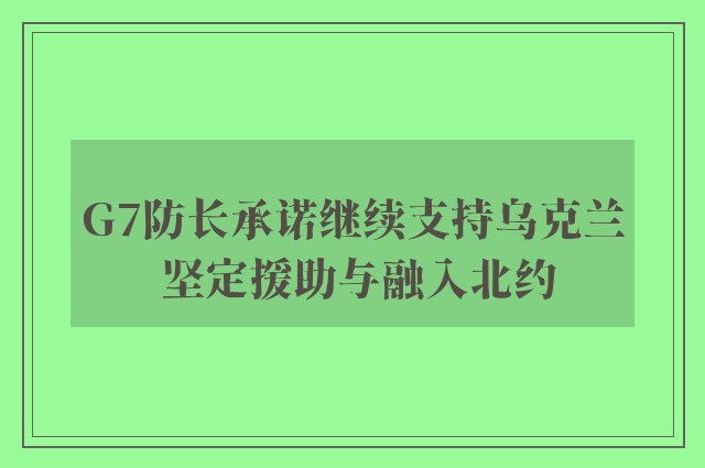 G7防长承诺继续支持乌克兰 坚定援助与融入北约