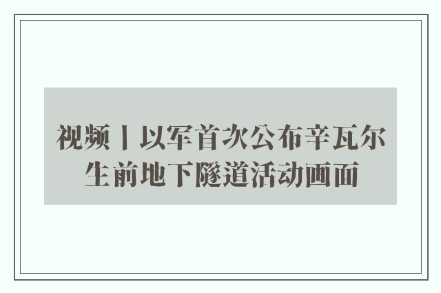 视频丨以军首次公布辛瓦尔生前地下隧道活动画面