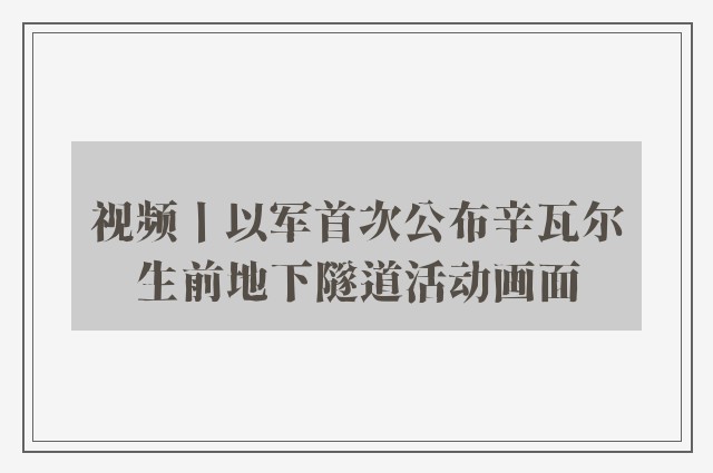 视频丨以军首次公布辛瓦尔生前地下隧道活动画面