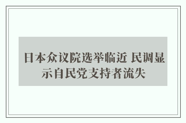 日本众议院选举临近 民调显示自民党支持者流失