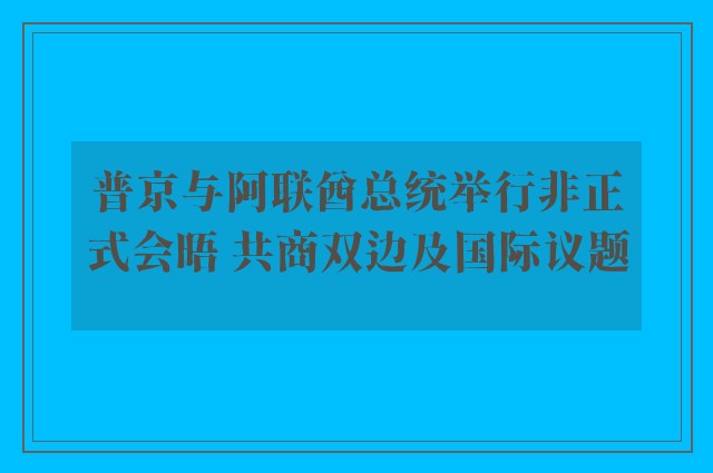 普京与阿联酋总统举行非正式会晤 共商双边及国际议题