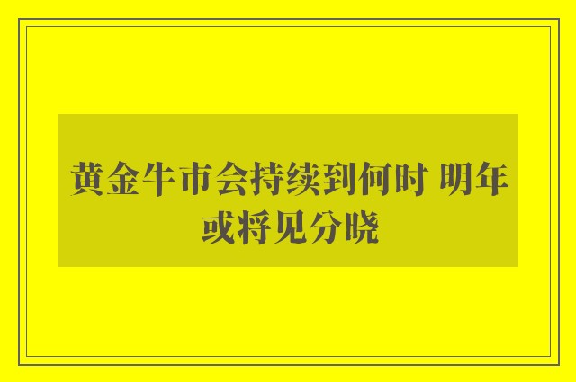 黄金牛市会持续到何时 明年或将见分晓