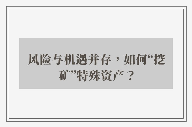 风险与机遇并存，如何“挖矿”特殊资产？