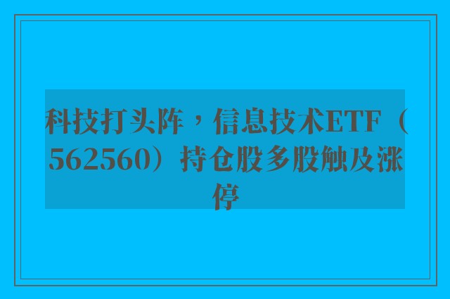 科技打头阵，信息技术ETF（562560）持仓股多股触及涨停