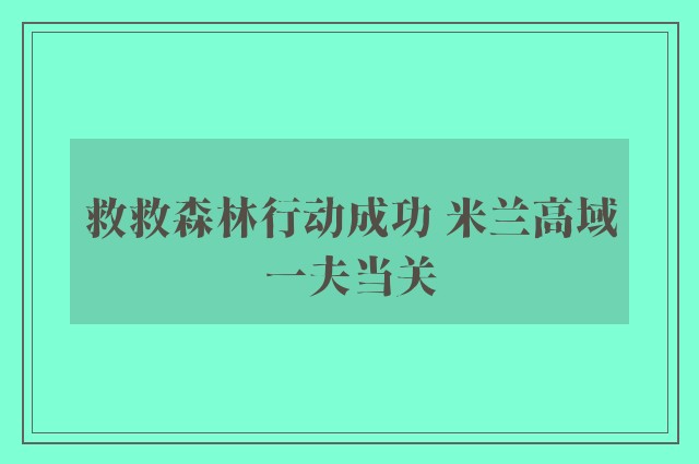 救救森林行动成功 米兰高域一夫当关