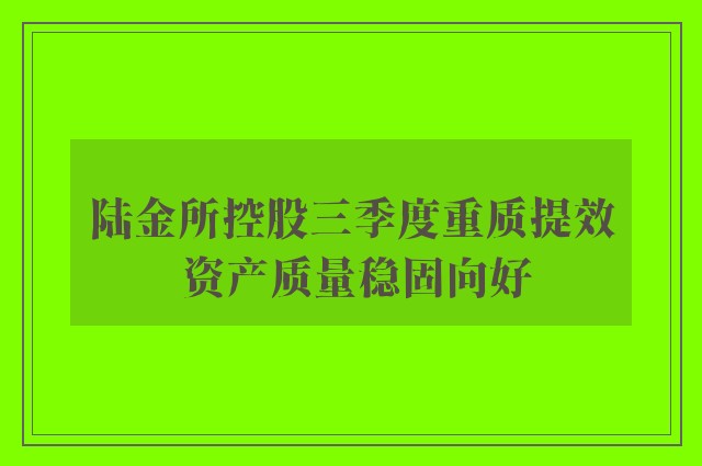 陆金所控股三季度重质提效 资产质量稳固向好