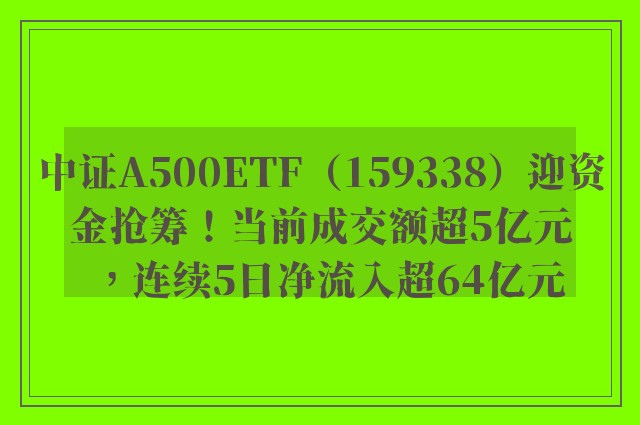 中证A500ETF（159338）迎资金抢筹！当前成交额超5亿元，连续5日净流入超64亿元