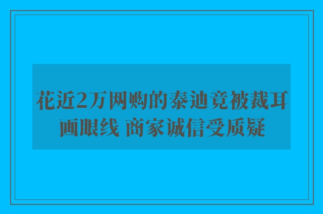 花近2万网购的泰迪竟被裁耳画眼线 商家诚信受质疑