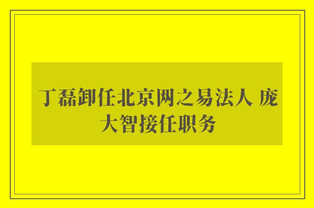 丁磊卸任北京网之易法人 庞大智接任职务