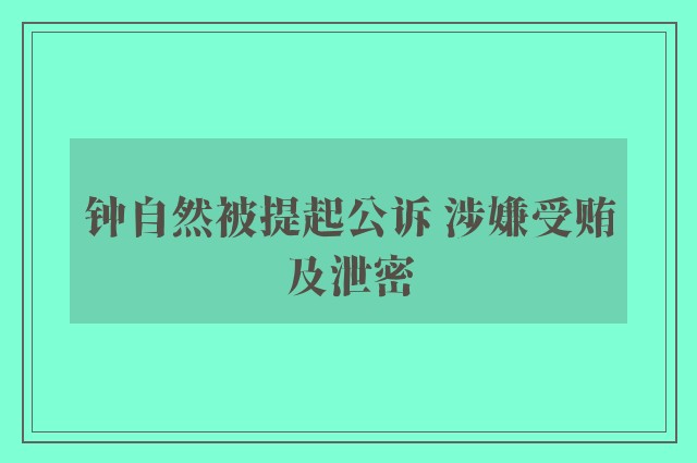 钟自然被提起公诉 涉嫌受贿及泄密