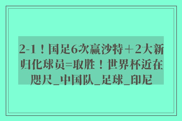 2-1！国足6次赢沙特＋2大新归化球员=取胜！世界杯近在咫尺_中国队_足球_印尼