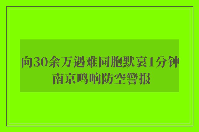 向30余万遇难同胞默哀1分钟 南京鸣响防空警报