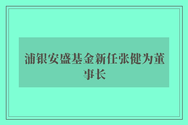 浦银安盛基金新任张健为董事长