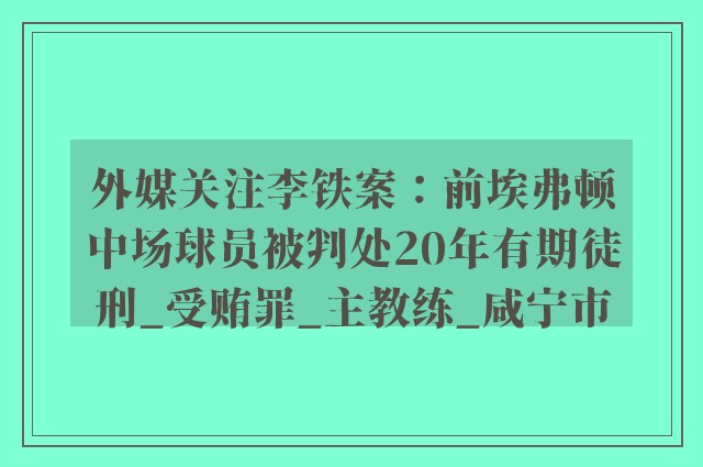 外媒关注李铁案：前埃弗顿中场球员被判处20年有期徒刑_受贿罪_主教练_咸宁市