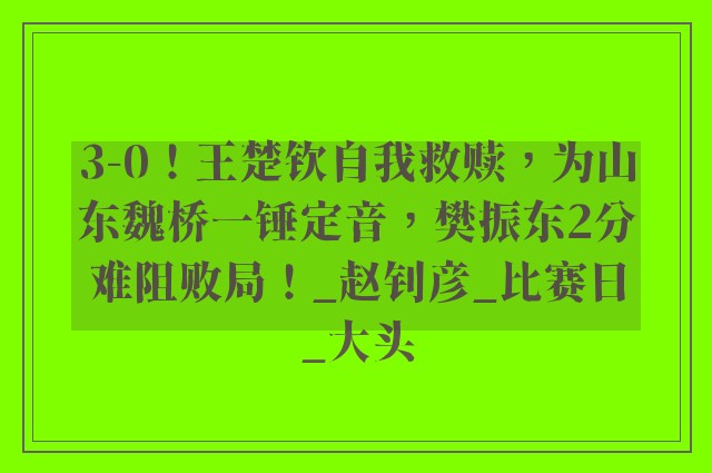 3-0！王楚钦自我救赎，为山东魏桥一锤定音，樊振东2分难阻败局！_赵钊彦_比赛日_大头