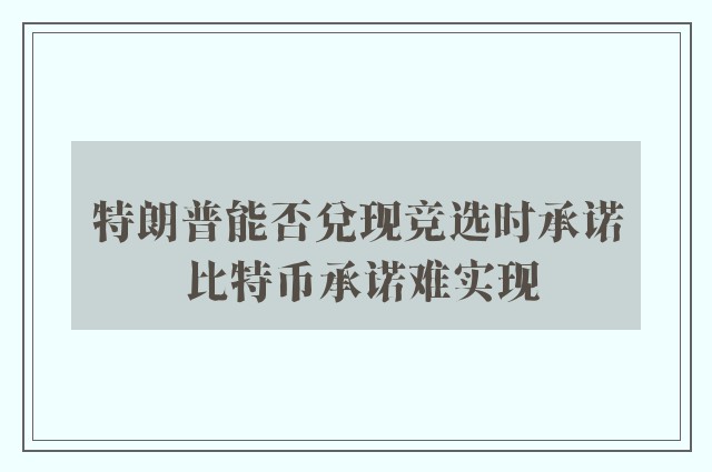 特朗普能否兑现竞选时承诺 比特币承诺难实现