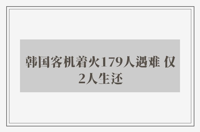 韩国客机着火179人遇难 仅2人生还