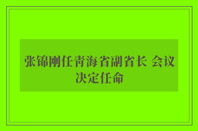 张锦刚任青海省副省长 会议决定任命