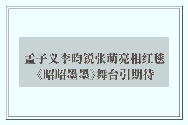 孟子义李昀锐张萌亮相红毯 《昭昭墨墨》舞台引期待