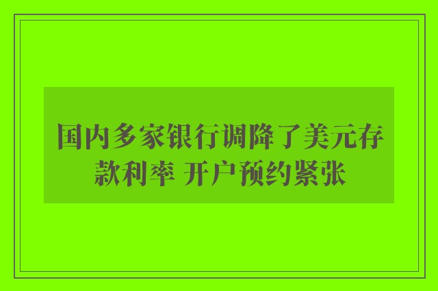 国内多家银行调降了美元存款利率 开户预约紧张