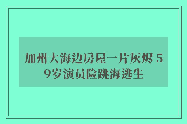 加州大海边房屋一片灰烬 59岁演员险跳海逃生