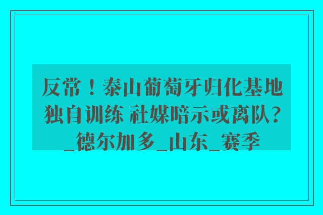 反常！泰山葡萄牙归化基地独自训练 社媒暗示或离队?_德尔加多_山东_赛季