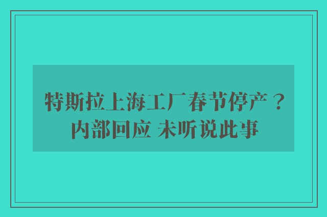 特斯拉上海工厂春节停产？内部回应 未听说此事