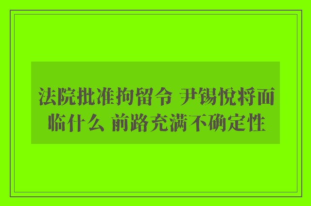 法院批准拘留令 尹锡悦将面临什么 前路充满不确定性