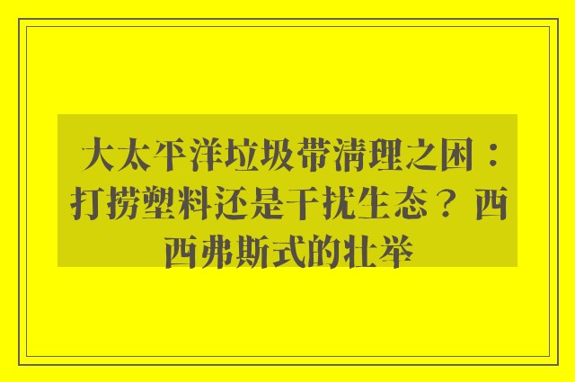 大太平洋垃圾带清理之困：打捞塑料还是干扰生态？ 西西弗斯式的壮举