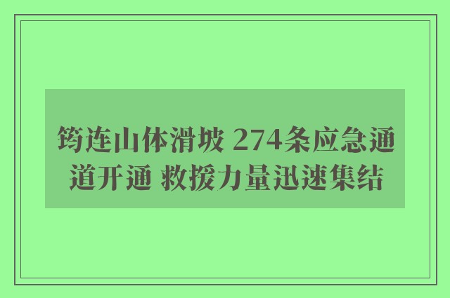 筠连山体滑坡 274条应急通道开通 救援力量迅速集结