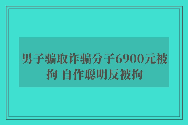 男子骗取诈骗分子6900元被拘 自作聪明反被拘