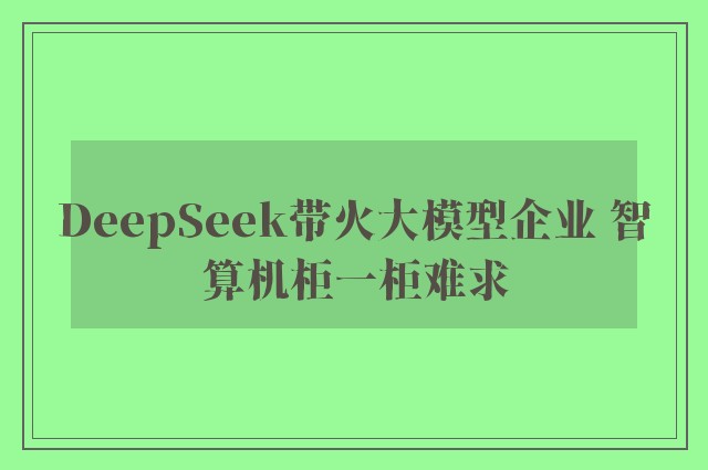 DeepSeek带火大模型企业 智算机柜一柜难求