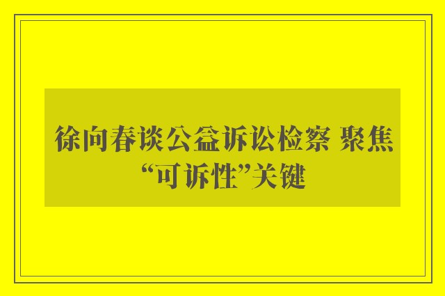 徐向春谈公益诉讼检察 聚焦“可诉性”关键